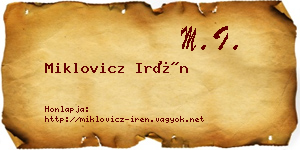 Miklovicz Irén névjegykártya